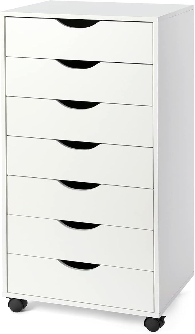 TUSY 7 Drawer Storage Organizer on Wheels, Mobile File Cabinet with Locking Casters, Tall Chest o... | Amazon (US)