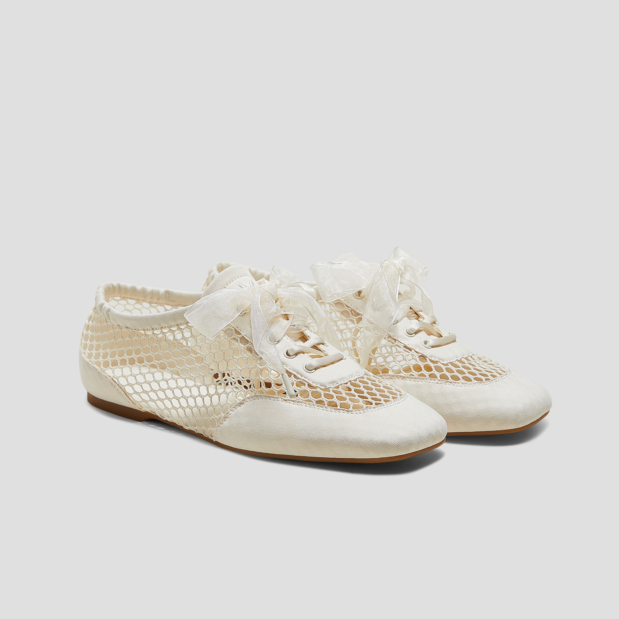 VIVAIA Square-Toe Lace-Up Sneakerina (Cristina)|CREAM MESH|9-9.5 | VIVAIA