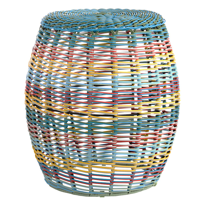 Sunny Club Multicolor Wicker Patio Ottoman, 16" | At Home