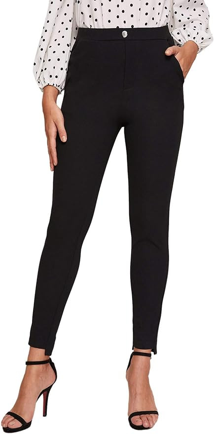 SweatyRocks Women's Casual Skinny Leggings Stretchy High Waisted Work Pants | Amazon (US)