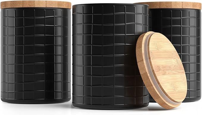 Barnyard Designs Kitchen Canisters with Bamboo Lids, Airtight Metal Canister Set, Coffee, Sugar, ... | Amazon (US)