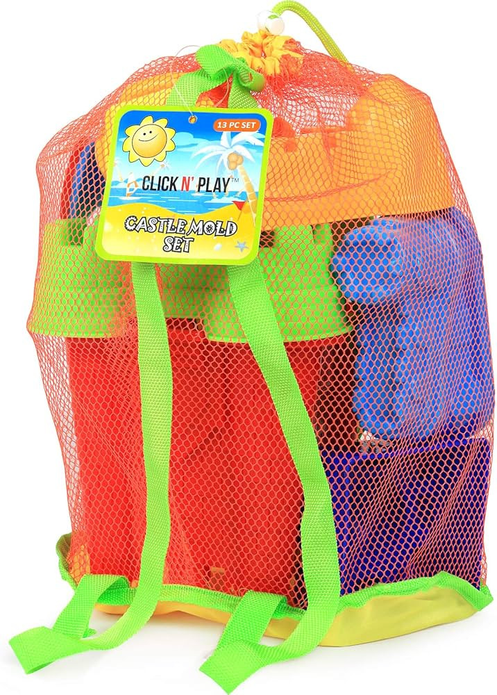 Click N' Play Beach Toys for Kids 3-10 - 13 Piece Sand Toys Including Sand Bucket, Watering Can, ... | Amazon (US)