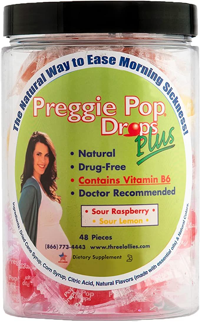 Preggie Pops Drops Plus Fortified - Morning Sickness Relief Fortified with Vitamin B6. Preggie Po... | Amazon (US)