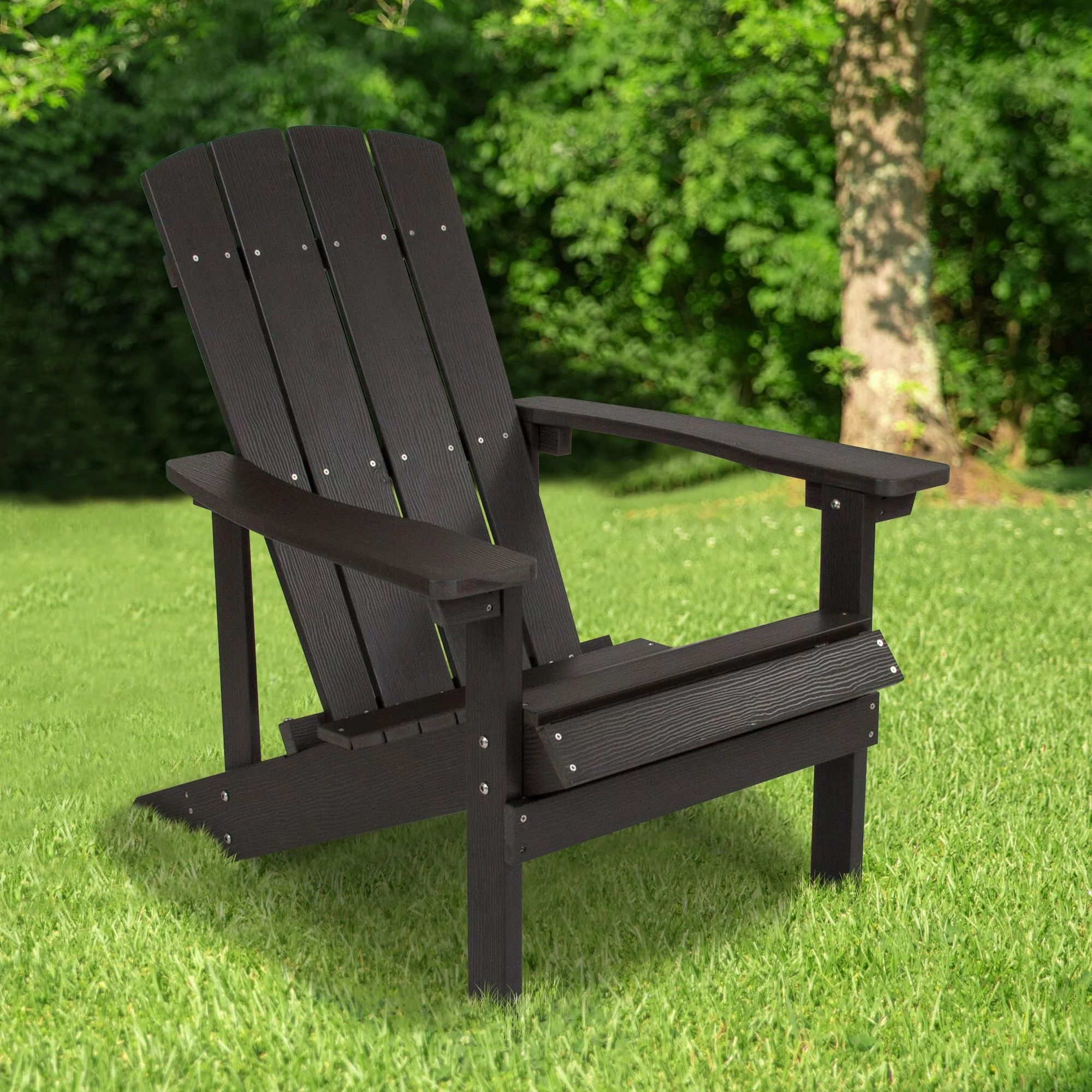 Flash Furniture Charlestown All-Weather Adirondack Chair in Slate Gray Faux Wood | Walmart (US)