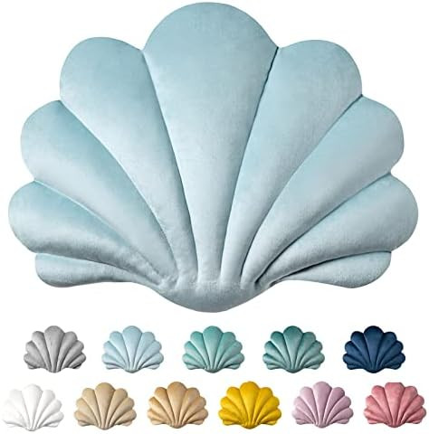 Ashler 3D Throw Pillows Shell Shaped Accent Throw Pillow, Soft Velvet Insert Included Cushion for Co | Amazon (US)