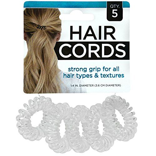 S & T 594001 Hair Cord Ties and Bracelet, Clear, 5 Pack | Amazon (US)