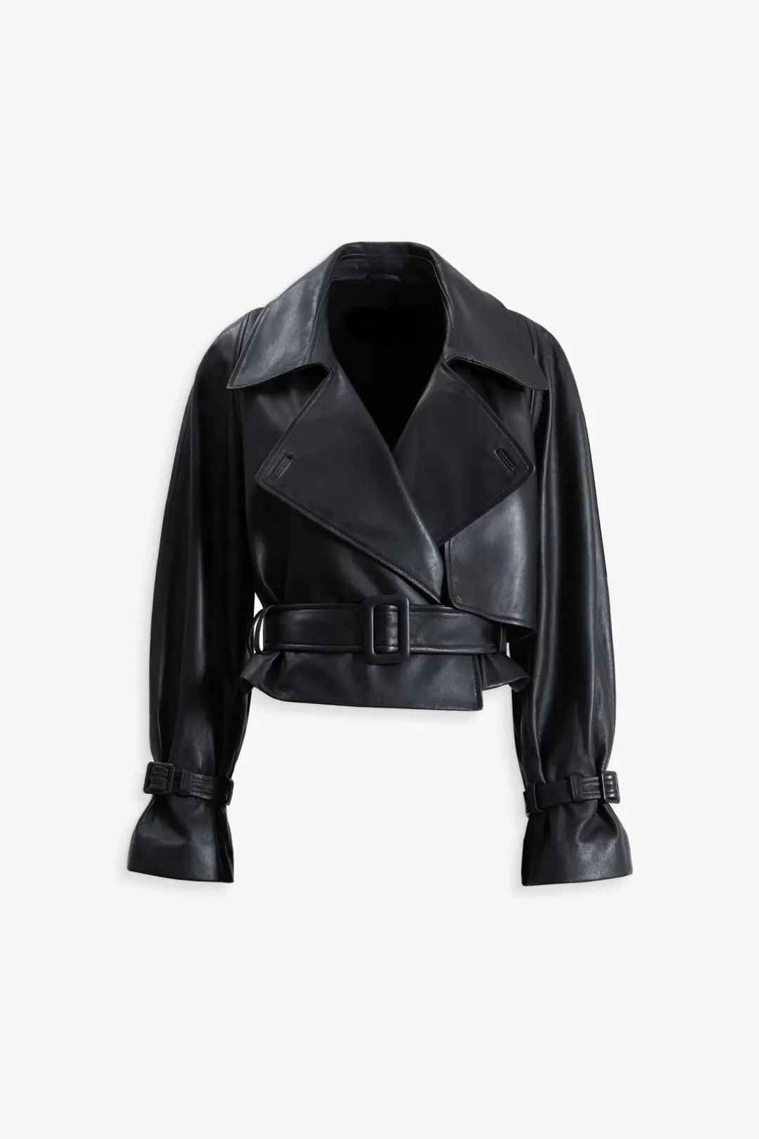Handmade Black Lambskin Leather Crop Jacket - Belted Women's Jacket - Etsy | Etsy (US)