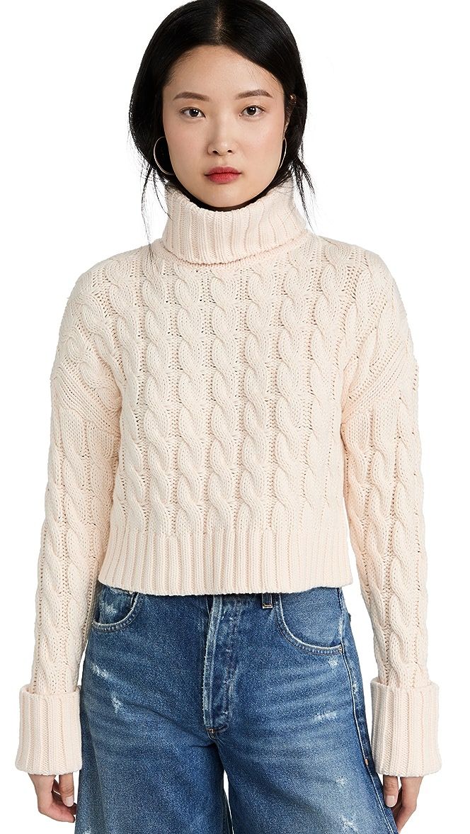 Cable Turtleneck Crop Sweater | Shopbop