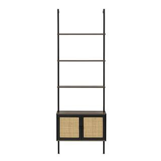 Tidoin 72.64 in. Black Wood 4-Shelf Standard Bookcase with Storage Cabinet | The Home Depot