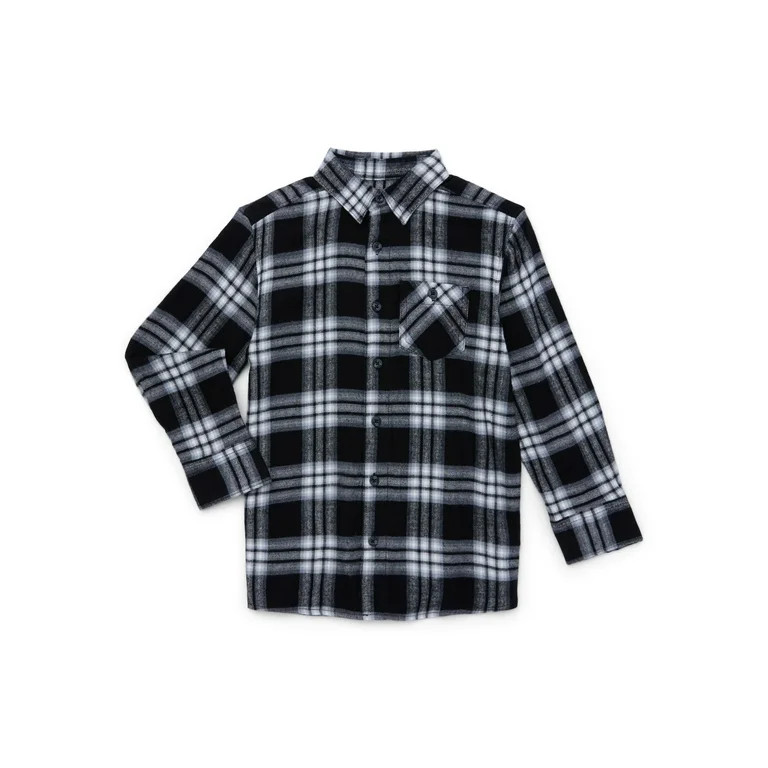Wonder Nation Boys Long Sleeve Flannel Shirt, Sizes 4-18 & Husky - Walmart.com | Walmart (US)