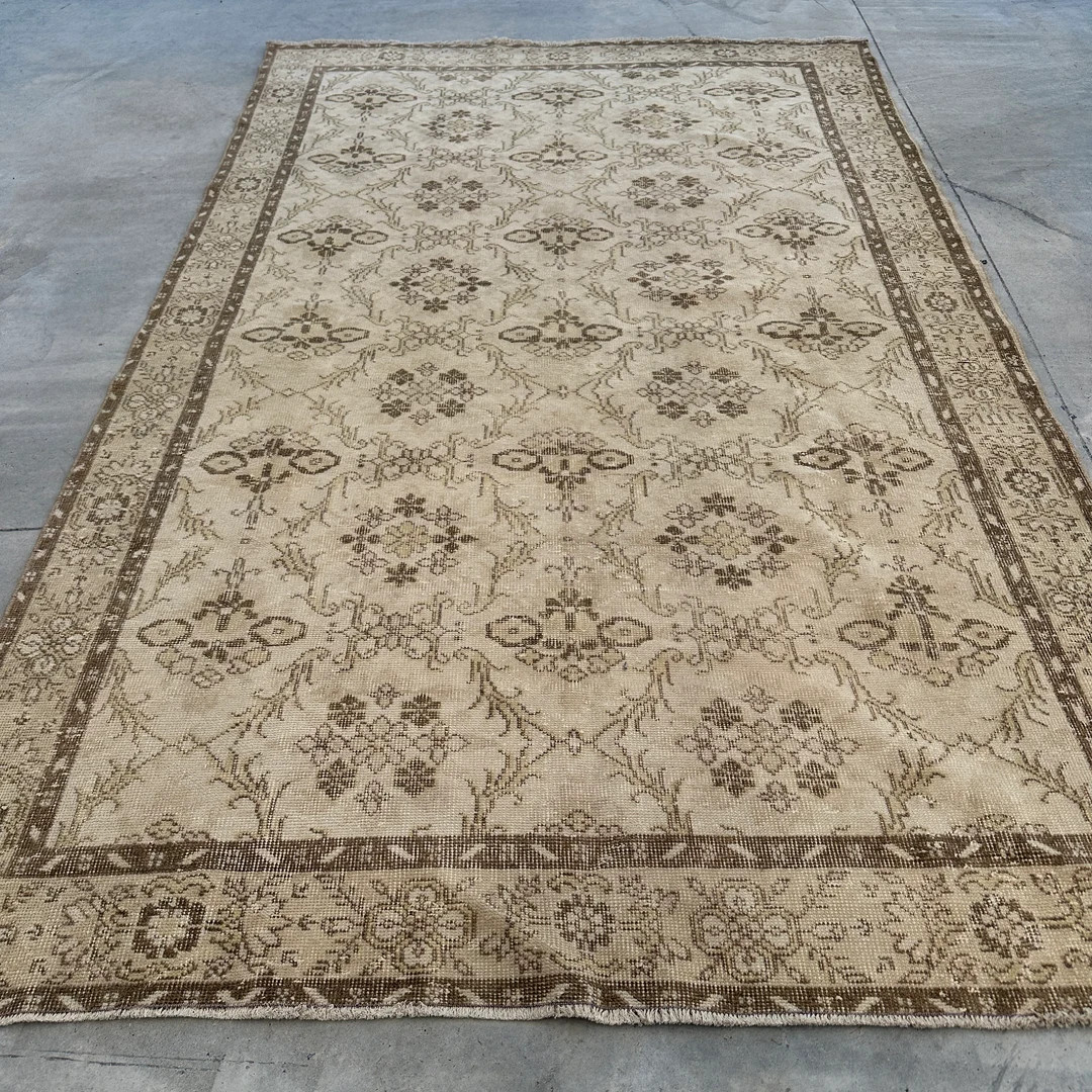 Vintage Rug, 6x10 Large Rug, Turkish Rug, Muted Oushak Rugs, Rugs for Dining Room, 5.8x9.4 Ft Bei... | Etsy (US)