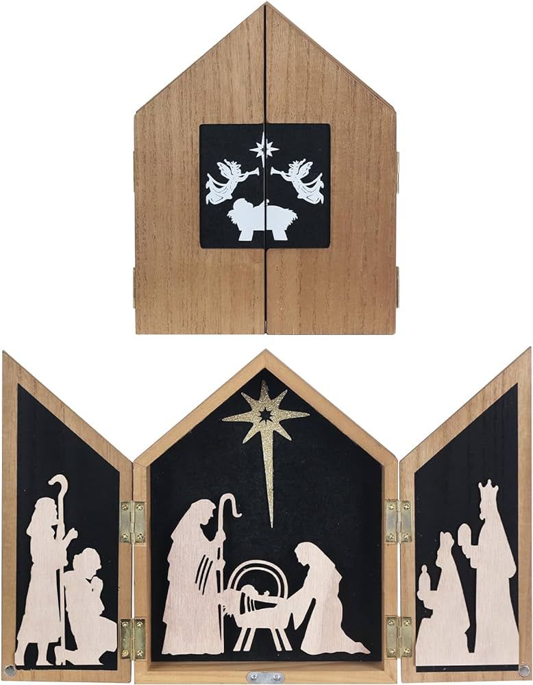 Nativity Sets for Christmas Indoor, DECSPAS Wood Retractable Box Manger for Nativity Scene Christ... | Amazon (US)