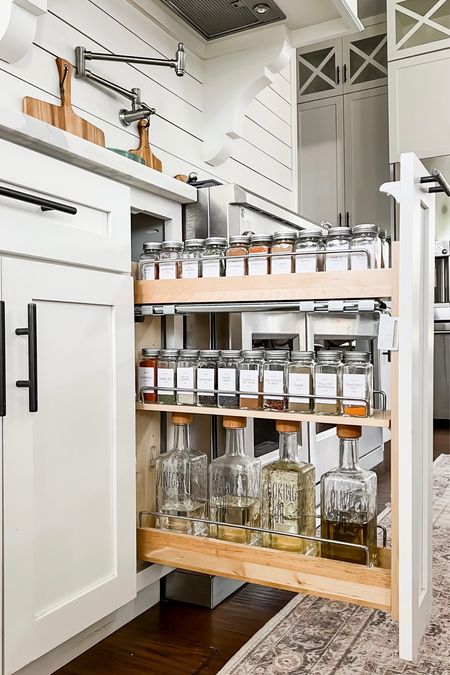 Kitchen and pantry organization, spice jars, spice rack, spice, pull out, Amazon, find oil bottles, purge and organize spring cleaning, white farmhouse kitchen

#LTKunder50 #LTKhome #LTKFind