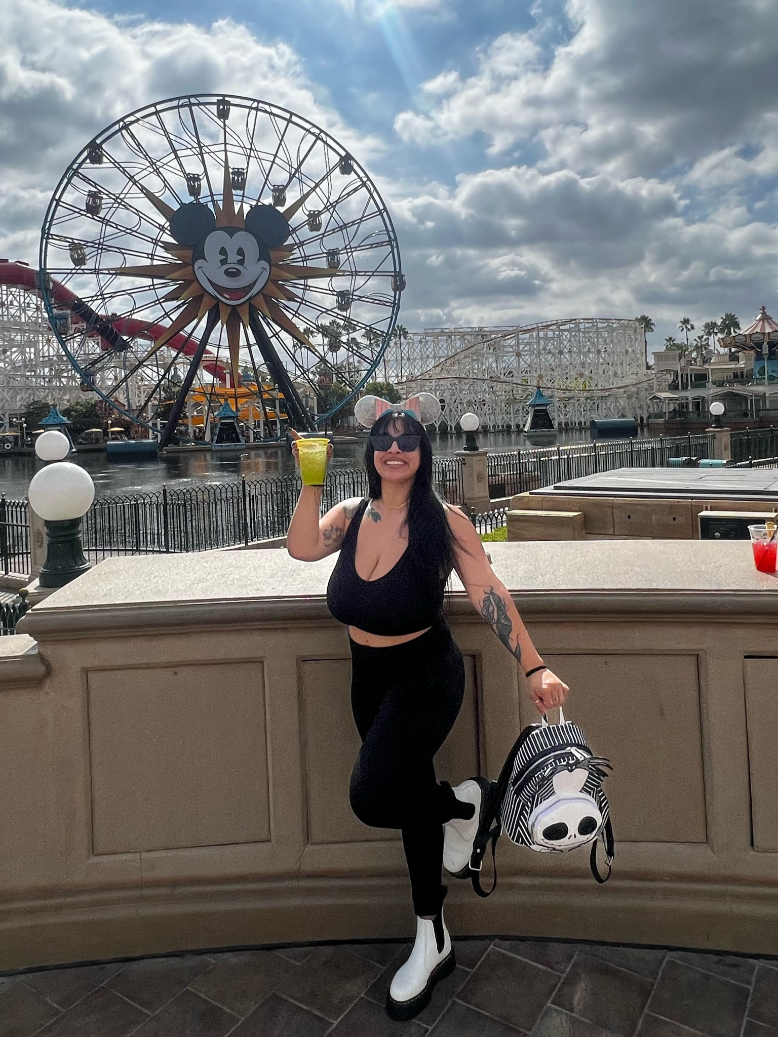Disney Magic Fit! 🪄 
Black ribbed crop top, black ribbed leggings, white docs, black sunnies & jack lounge fly back pack! 

#LTKU #LTKSeasonal #LTKbeauty