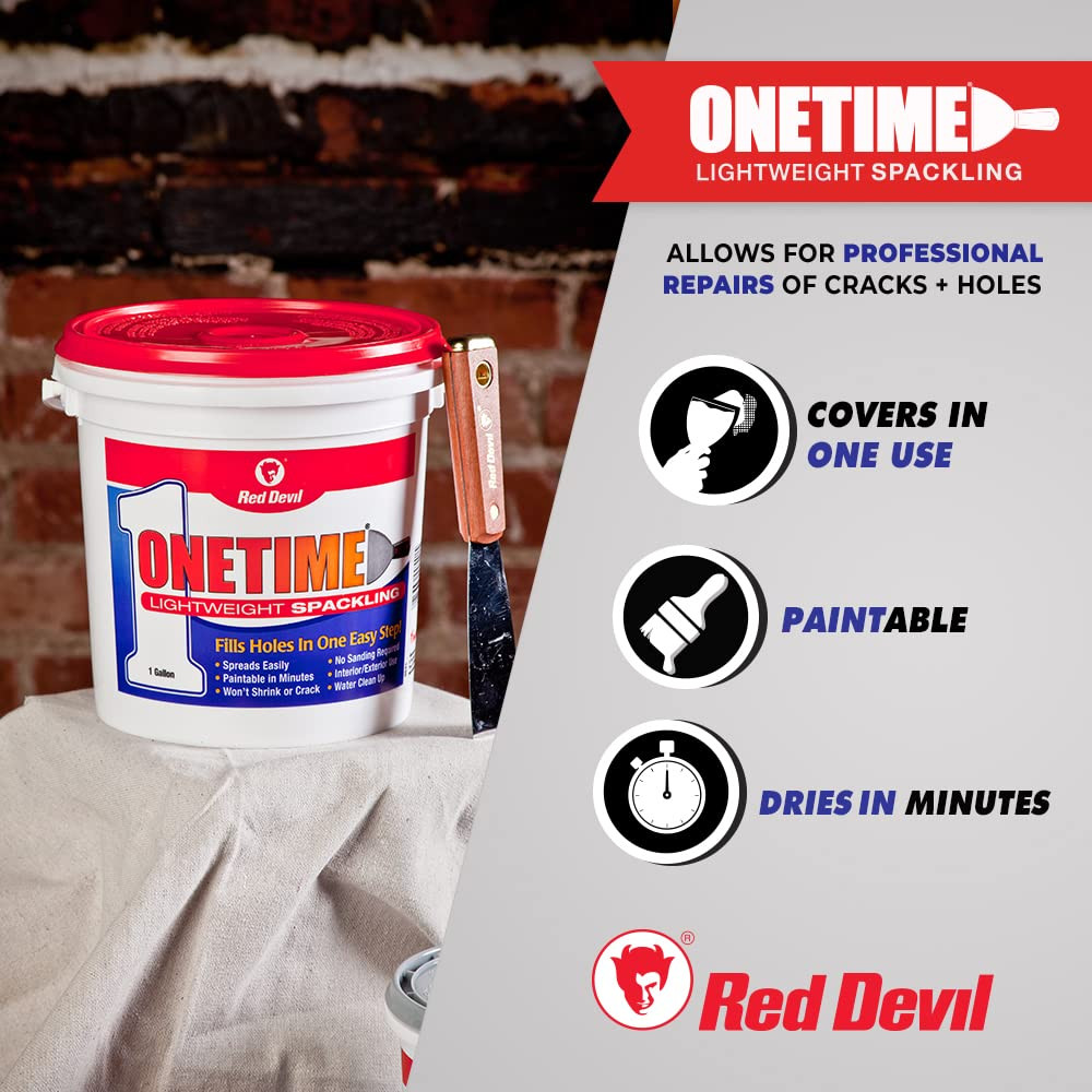 Red Devil 0542 ONETIME Lightweight Spackle Wall Repair, Spackling for Holes Drywall, 1/2 Pint, Wh... | Amazon (US)