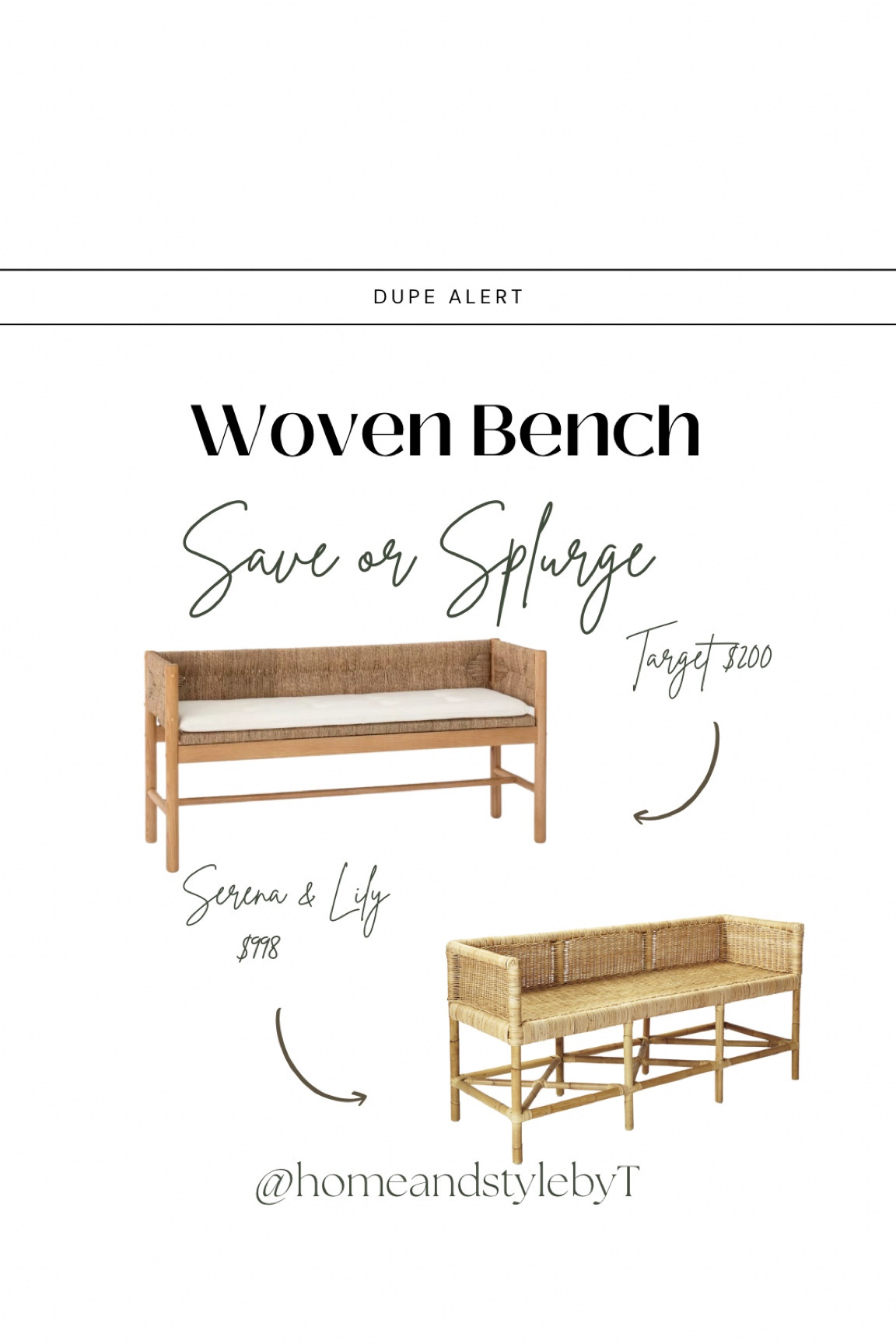 Budget friendly woven bench from  Target just $200 and finally back in stock 

#LTKhome #LTKFind