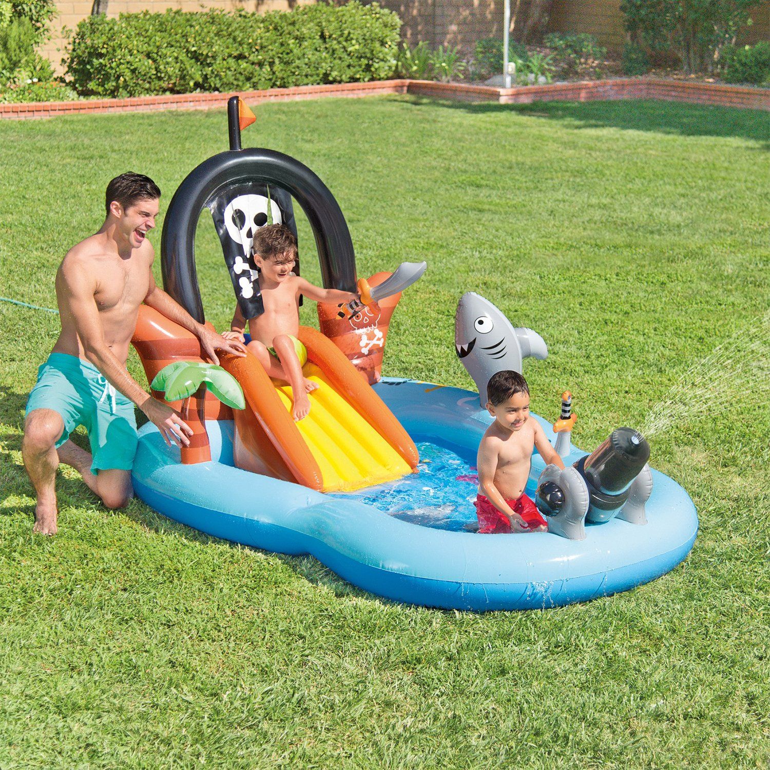 Intex Kid Friendly Outside Inflatable Water Pirate Fun Play Toy Center, 58 Gal | Walmart (US)