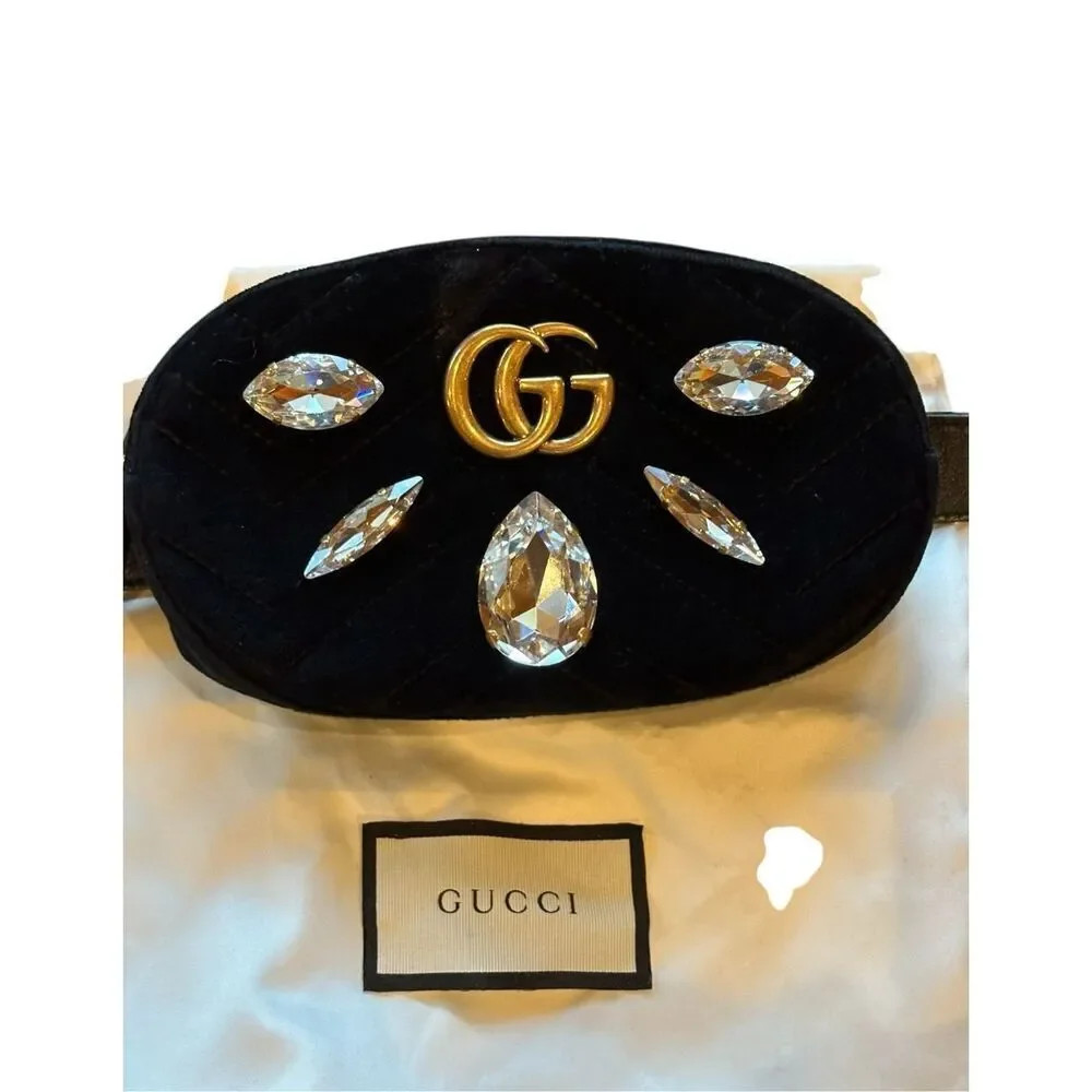Gucci GG Marmont Crystal Belt Bag in Black | Poshmark