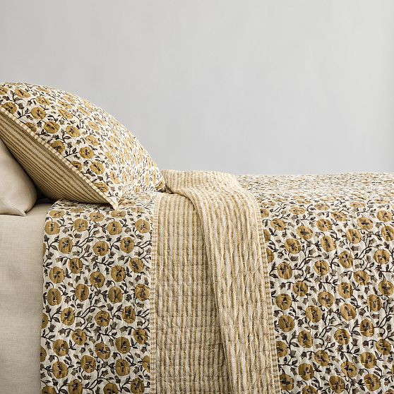 Laney Floral Quilt, King/Cal. King, Honey | West Elm (US)