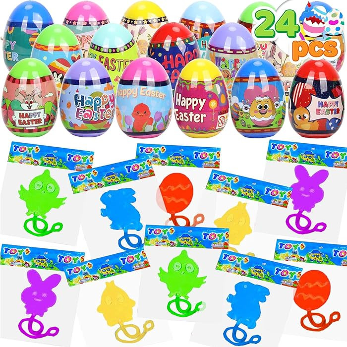 24pcs Prefilled Easter Eggs with Easter Sticky Hands Toy Inside for Kids Boys Girls Easter Basket... | Amazon (US)