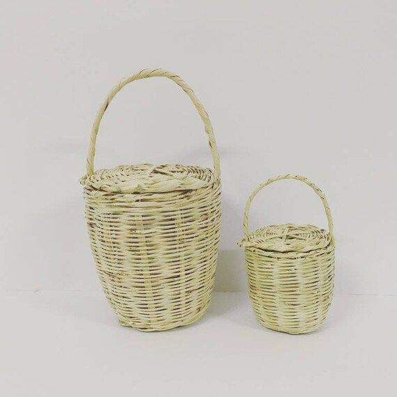 SKINNY and MINI Jane Birkin Basket with Lid // Handmade basket with lid // Handwoven Birkin Basket / | Etsy (US)