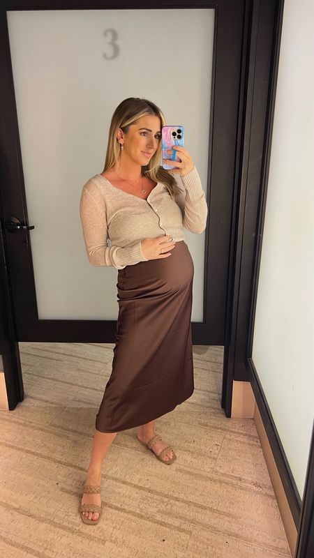 LTK Abercrombie sale this weekend! 20% off site wide! Loving all the skirts this season. I sized up in the skirt for the bump. Not maternity. Sandals run tts. 

Satin skirt
Abercrombie 
Fall outfit 

#LTKfindsunder100 #LTKstyletip #LTKsalealert