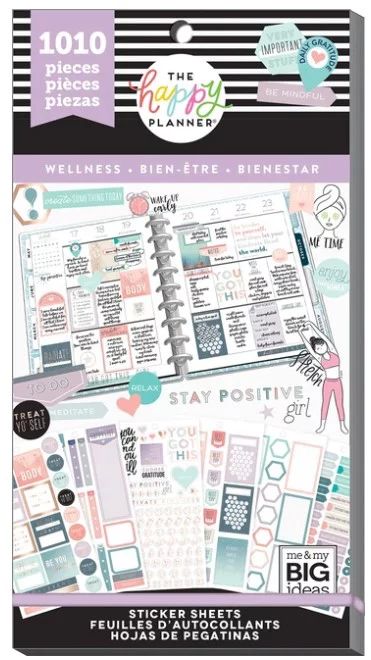 The Happy Planner® Value Sticker Pack, Wellness, 1,010 Stickers | Walmart (US)