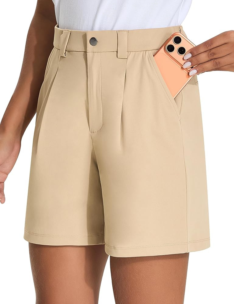 KPSUN Womens 5" Golf Dressy Shorts Stretchy Lightweight Bermuda Short with Pockets Button Closure... | Amazon (US)