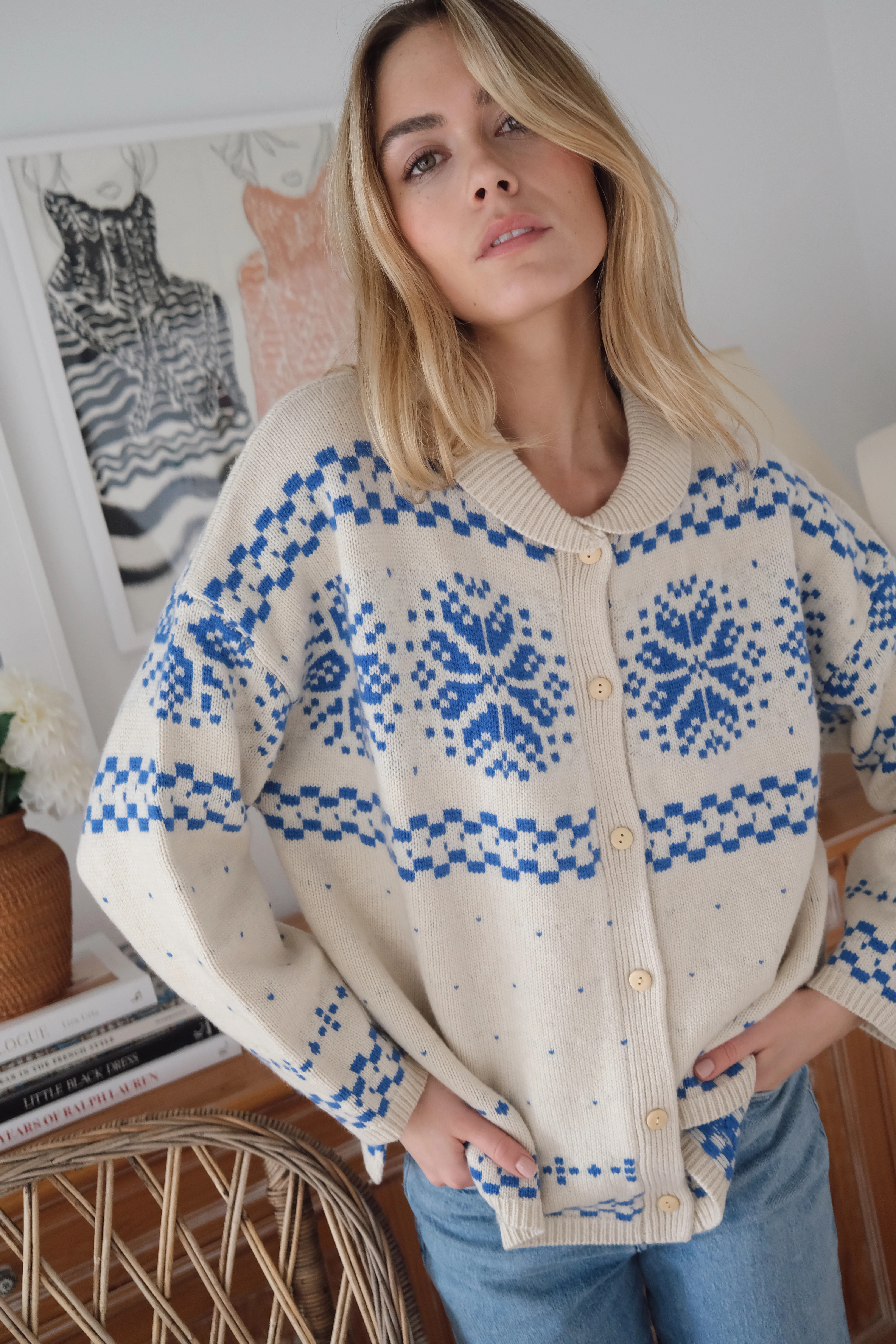 Elin Sweater - Blue/Ivory | Marea