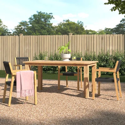 Morones Rectangular Reclaimed Teak 4 Person Indoor Outdoor Dining Set | Wayfair Professional