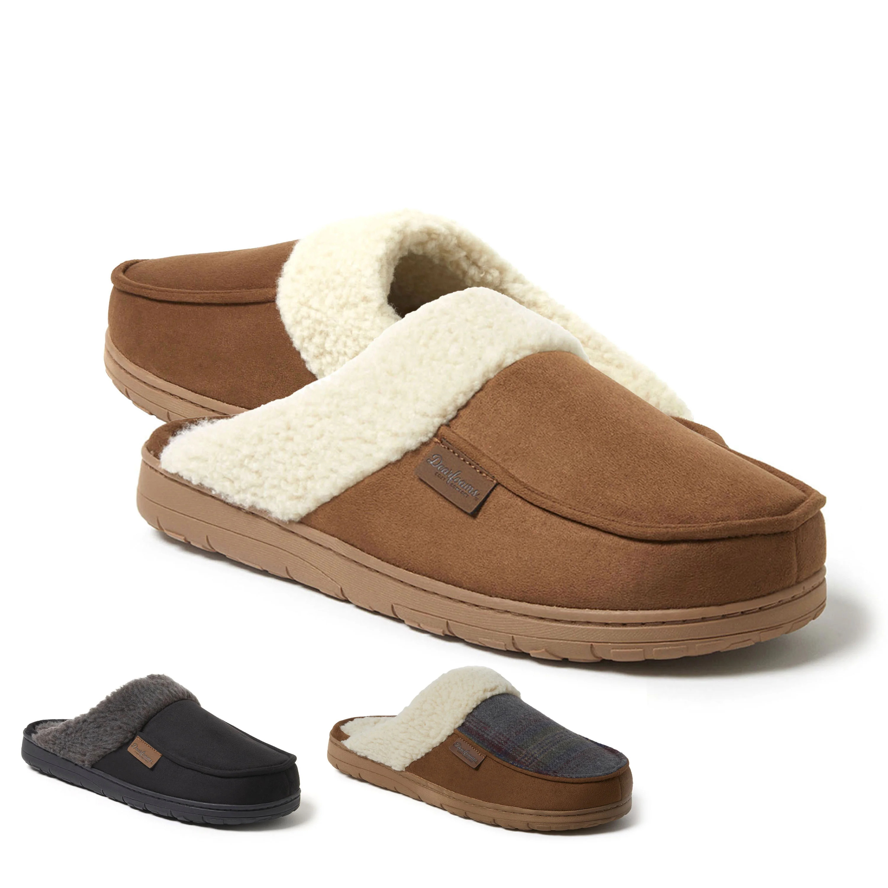 Dearfoams Cozy Comfort Men's Microsuede Moc Toe Scuff Slippers | Walmart (US)