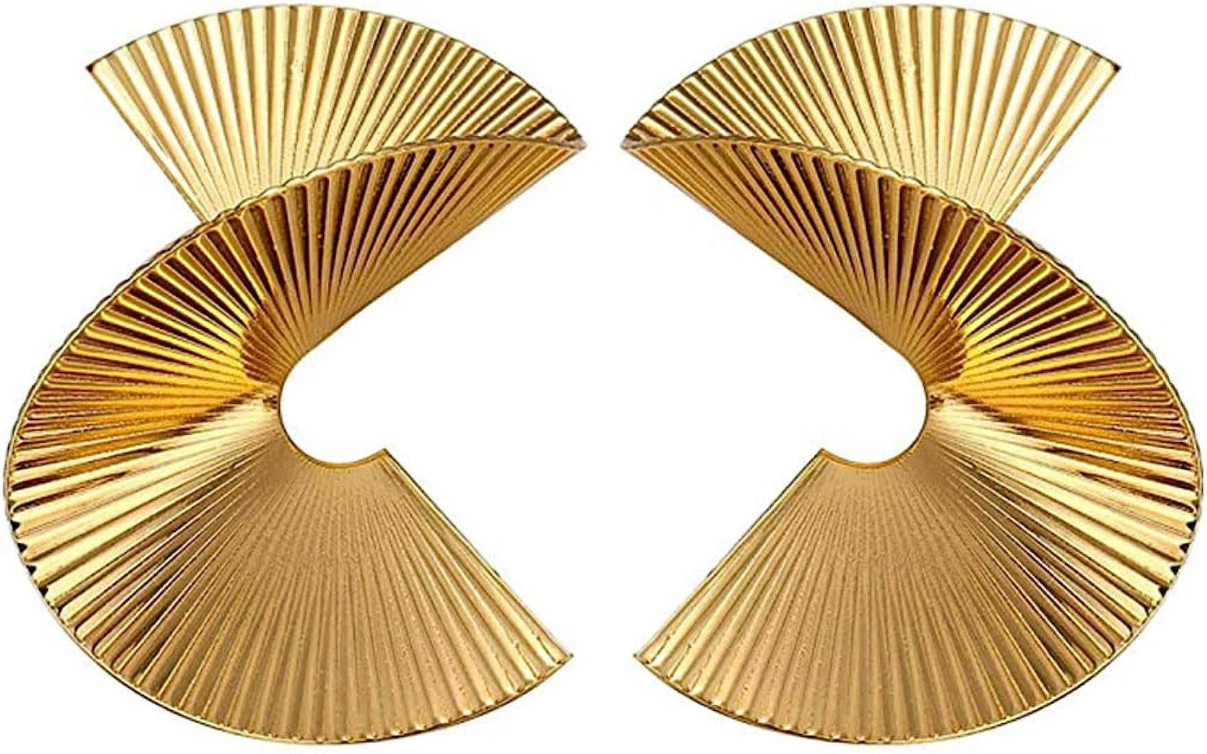 Bmadge Gold Geometric Earrings Exaggerated Statement Earrings Punk Stylish Sectored Twisted Earri... | Amazon (US)