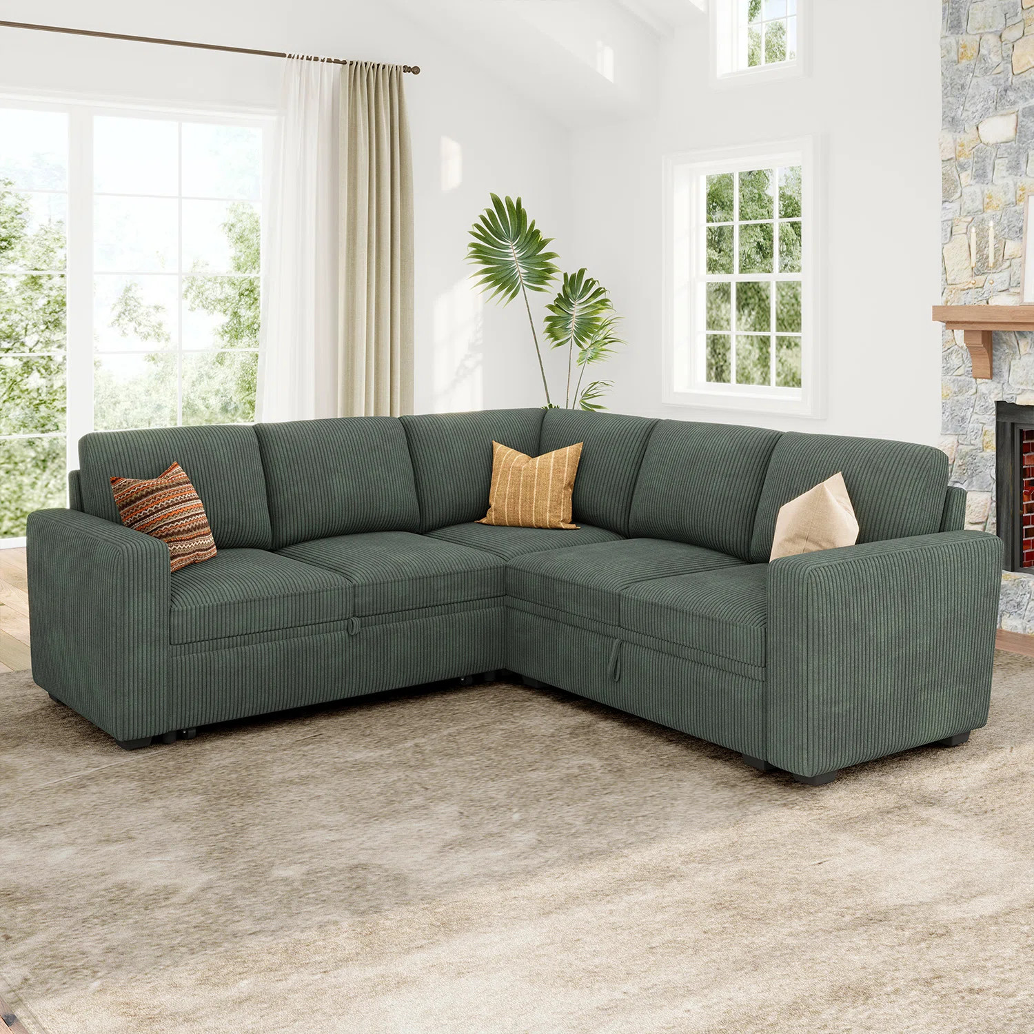 Latitude Run® Modular Sleeper Sectional L Shaped Couch Sofa Bed With Storage Seat | Wayfair North America