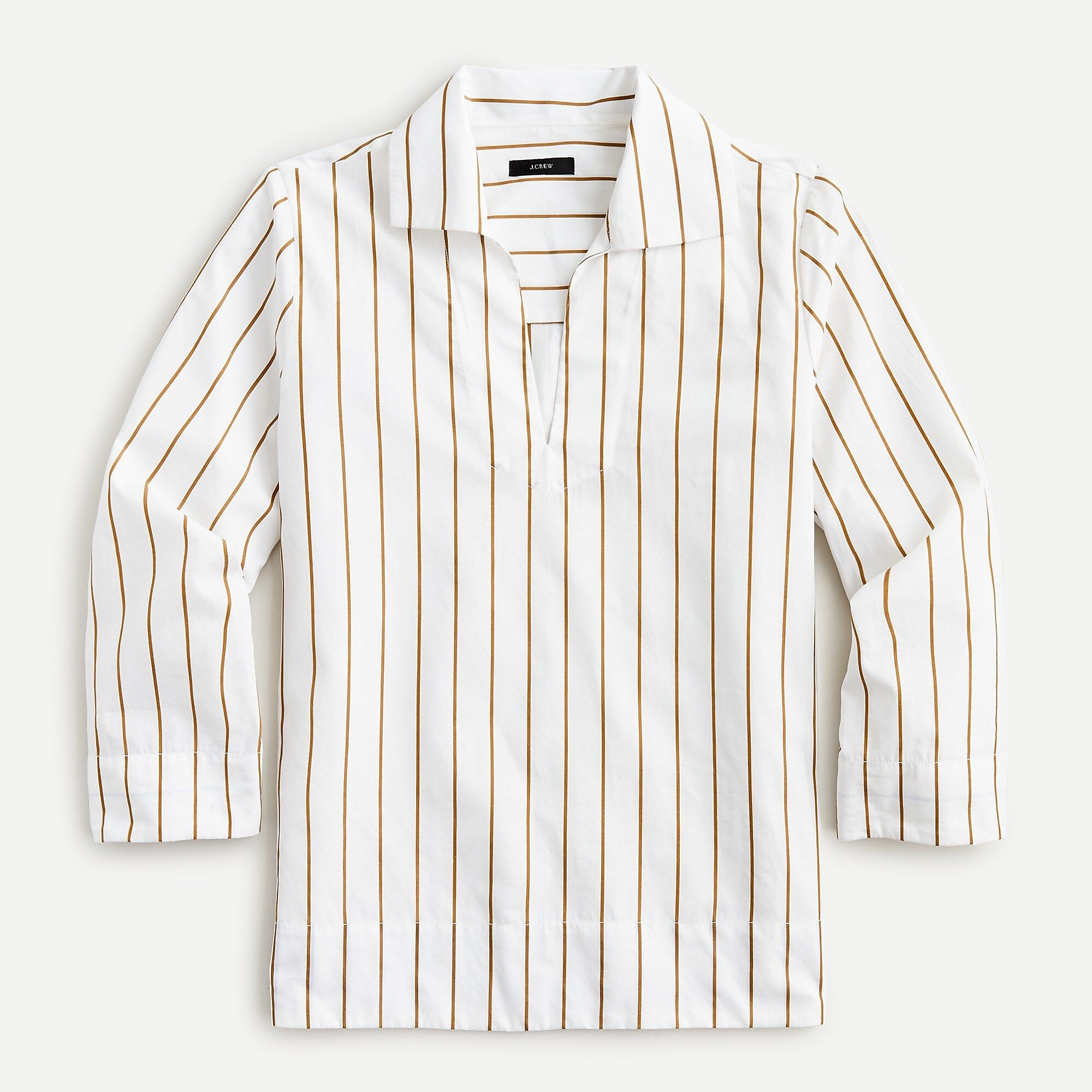 Collared cotton poplin popover in stripe | J.Crew US