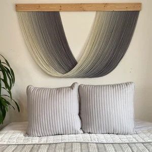 Large Extra Full Gray / Grey Ombré Dip Dye Fiber Art Yarn Wall - Etsy | Etsy (US)