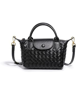 Mini Small Size Braided Luxury Leather Women's top Handle Handbag Fashion Travel Daily Satchel | Amazon (US)