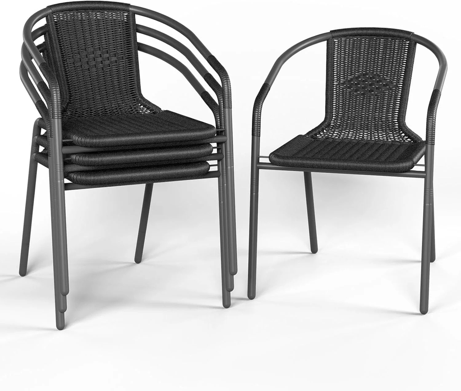 ELPOSUN Outdoor Dining Chairs Set of 4, Wicker Patio Chairs with Metal Frame, Rattan Indoor-Outdo... | Walmart (US)
