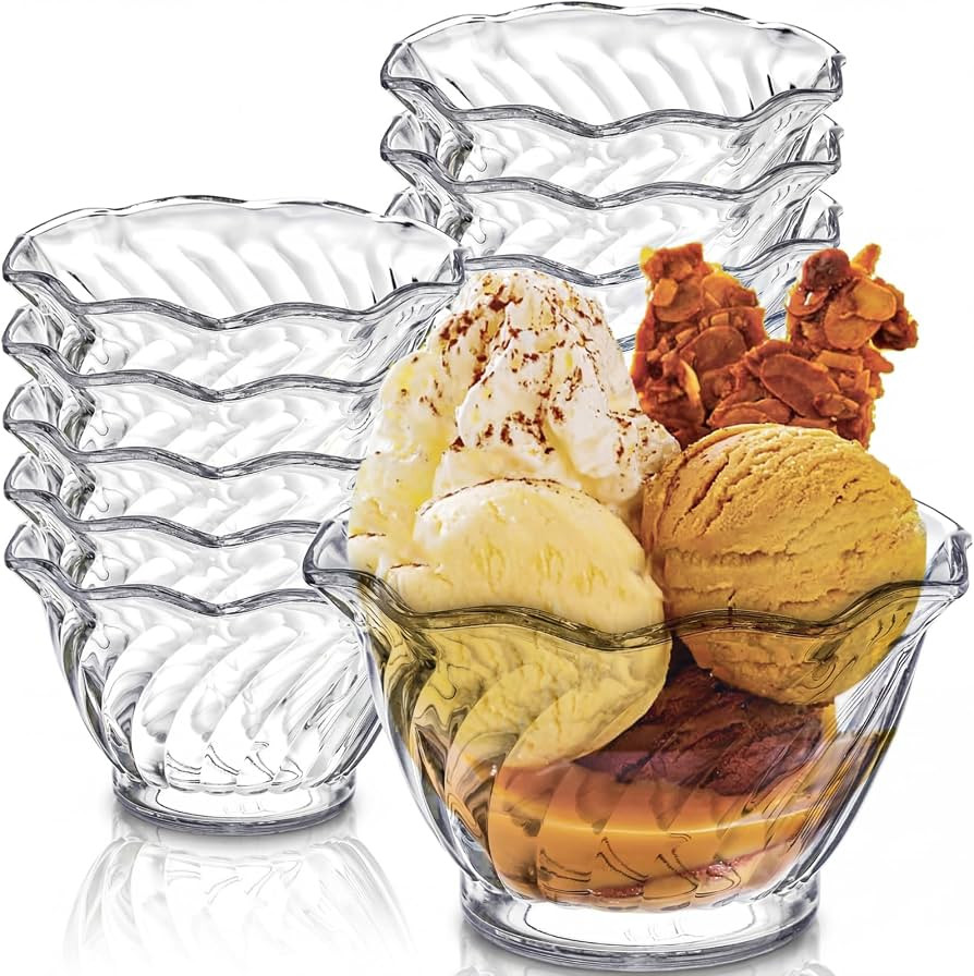 Elsjoy Set of 12 Plastic Reusable Dessert Bowls, 5.7 oz Unbreakable Small Appetizer Cup Clear Sna... | Amazon (US)