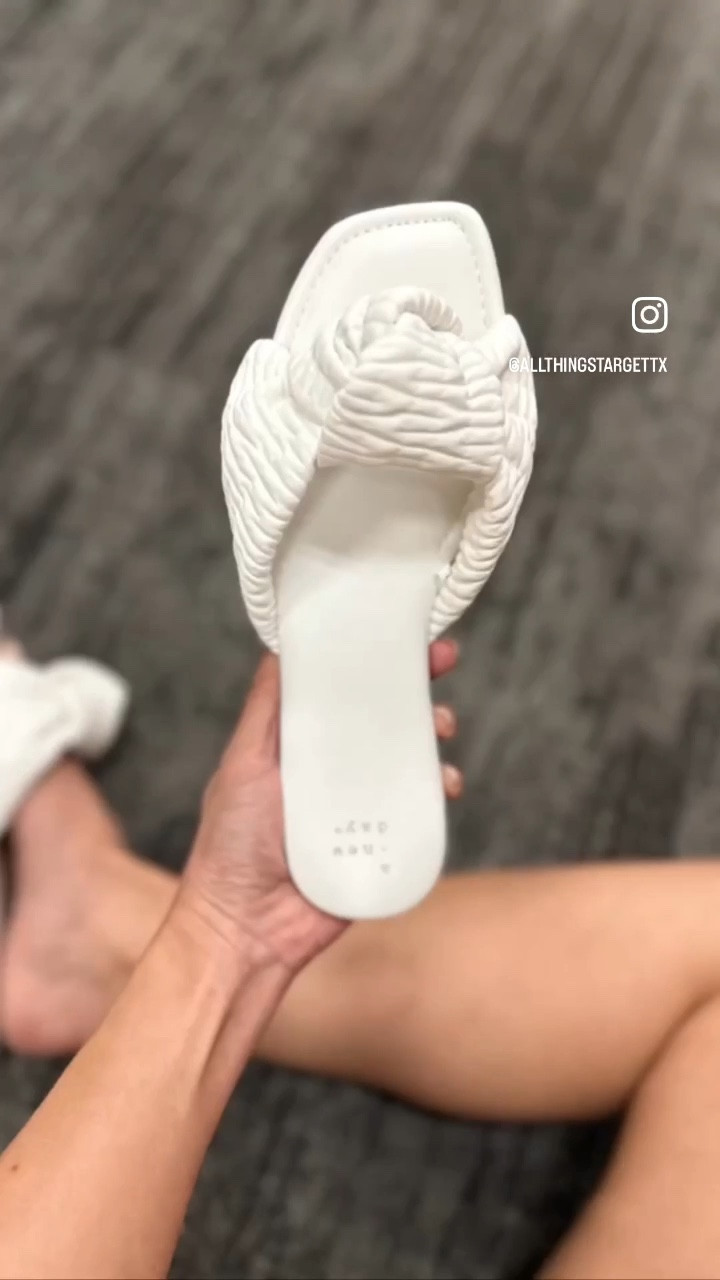 As soon as I tried these new sandals on, they were an immediate “add to cart” item!  These knotted sandals are not only on trend, but having them on is like walking on clouds!  The super soft upper and memory foam sole made these cute slides even better!  Check them out in black, pink & off-white!  I know y’all will love them as much as I do! 🤍

* Sandals - $24.99

#target #targetstyle #viral #viralreels targetfinds #sandals #springstyle #springfashion #ontrend #affordable #affordablefashion #summerstyle #summervibes #summer #reelsinstagram #trendingreels #foryou #fyp #instagood #comfy #foryoupage #explore #explorepage #ltkunder50 #trending #ontrend 

#LTKshoecrush #LTKworkwear #LTKunder50