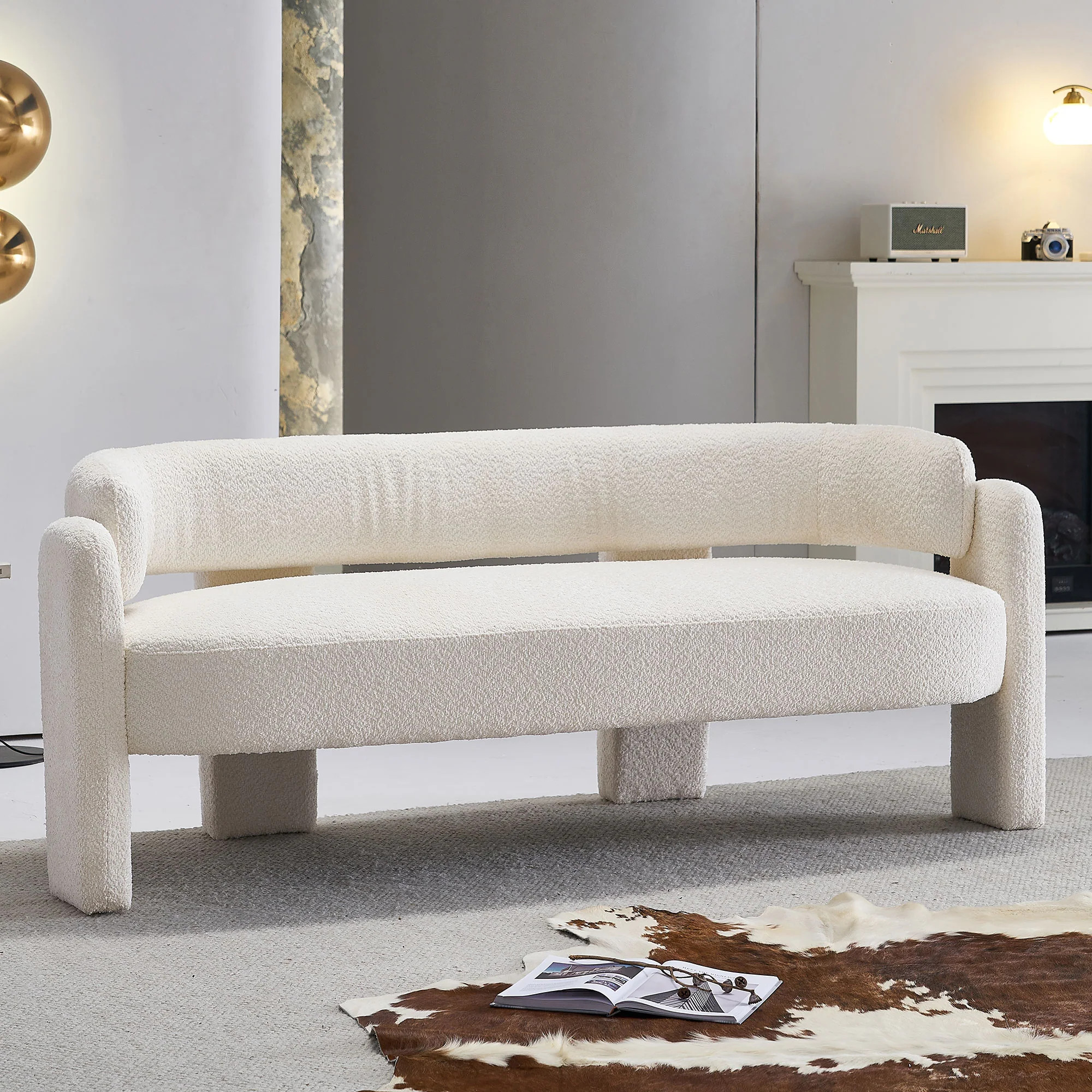 Modern Boucle Upholstery Sofa é¥?75.59'' Wide with High-Density Foam Cushions and Solid Wood Frame, Easy Assembly | Bed Bath & Beyond