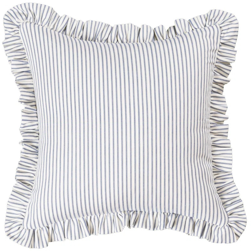 Birch Lane Ticking Stripe Ruffled Accent Pillow | Birch Lane
