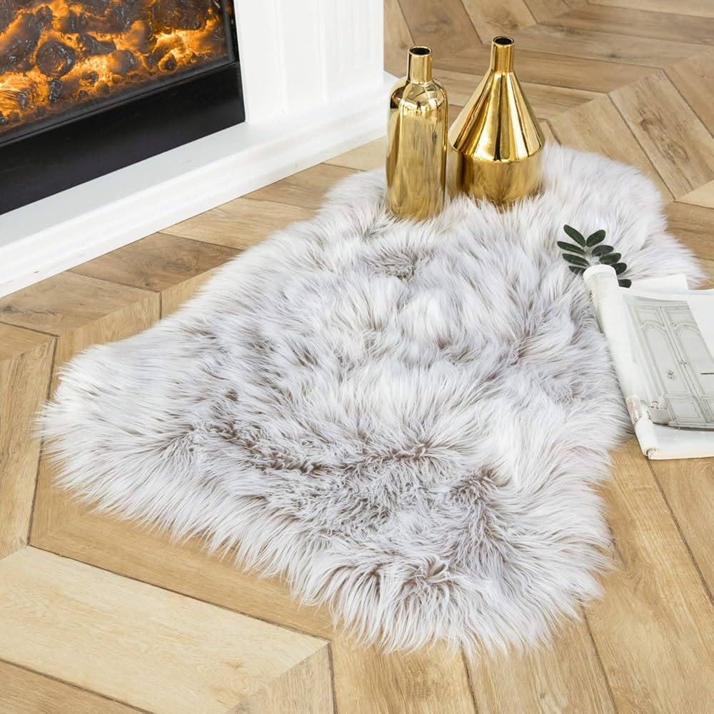 Ashler Faux Fur Rug, Fluffy Shaggy Area Rug Ultra Soft 2 x 3 Feet Sheepskin Fur Rug, Frosted Bott... | Amazon (US)