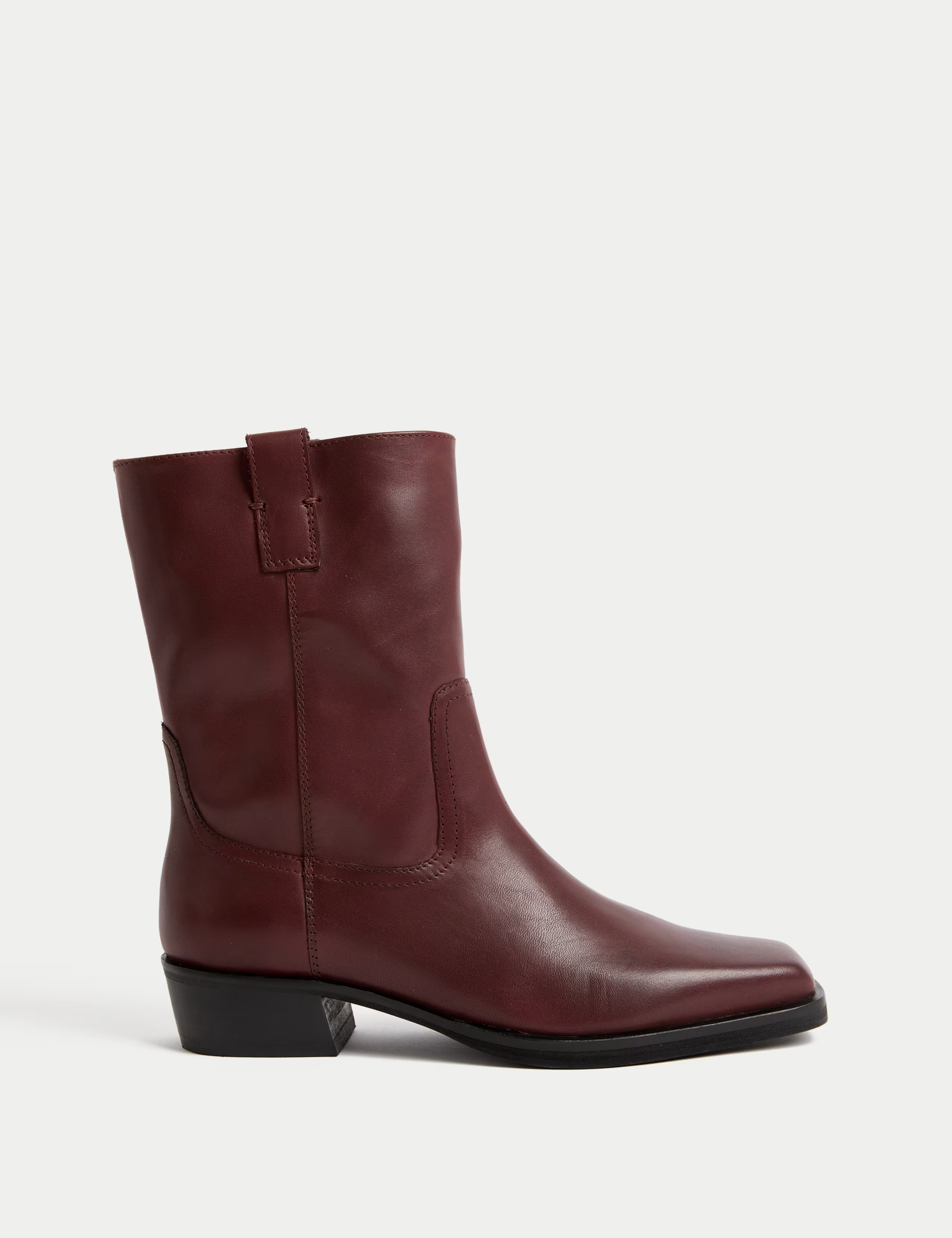 Leather Block Heel Chisel Toe Ankle Boots | M&S Collection | M&S | Marks & Spencer (UK)
