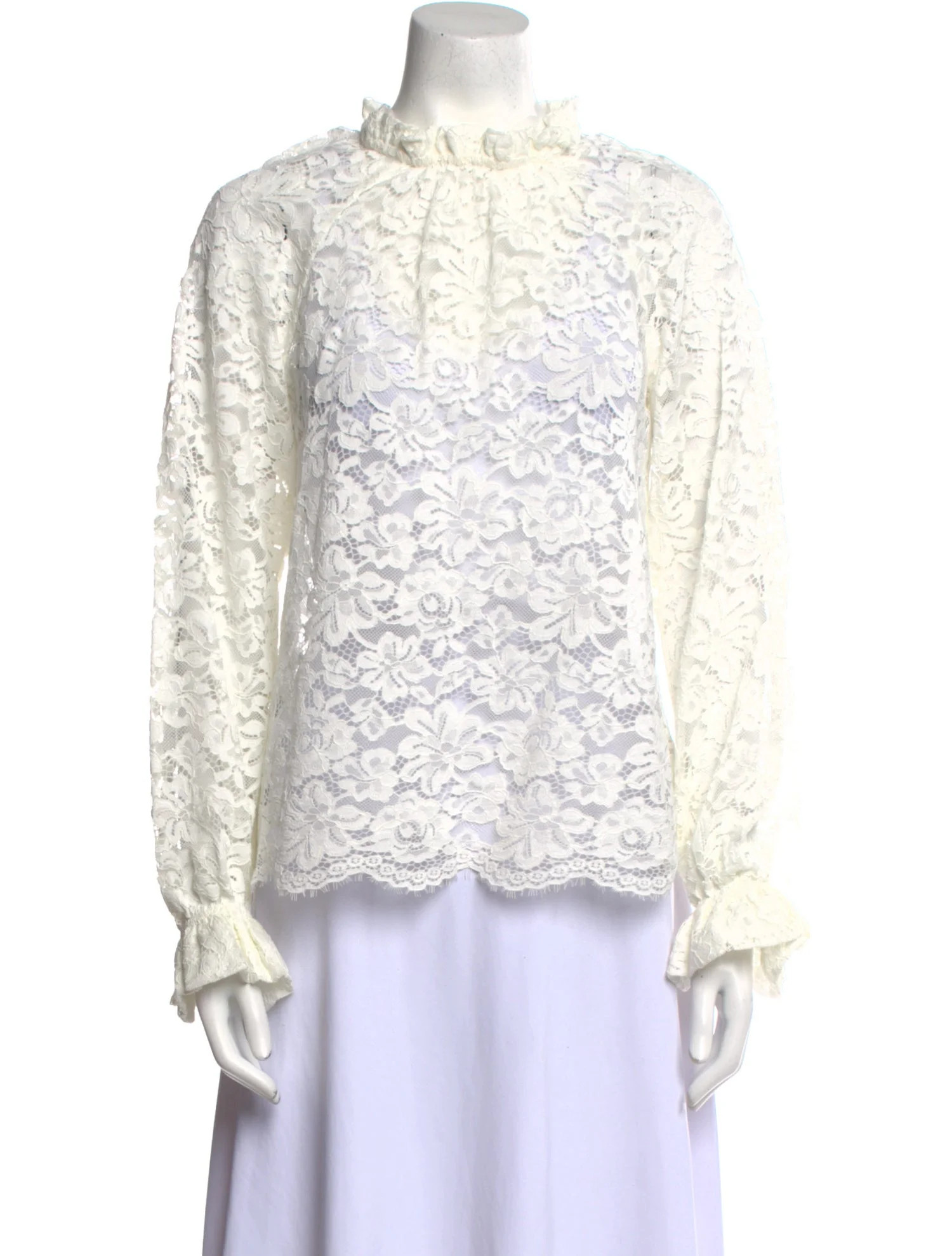 Lace Pattern Mock Neck Blouse w/ Tags | The RealReal