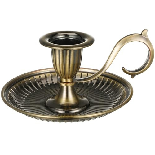 Healifty Candle Holder Candlestick Holder: Taper Candle Holders for Christmas Decor, Vintage Bronze Candlestick Holder with Handle, Candle Stand Chamberstick Handheld for Party Wedding Decor | Amazon (US)