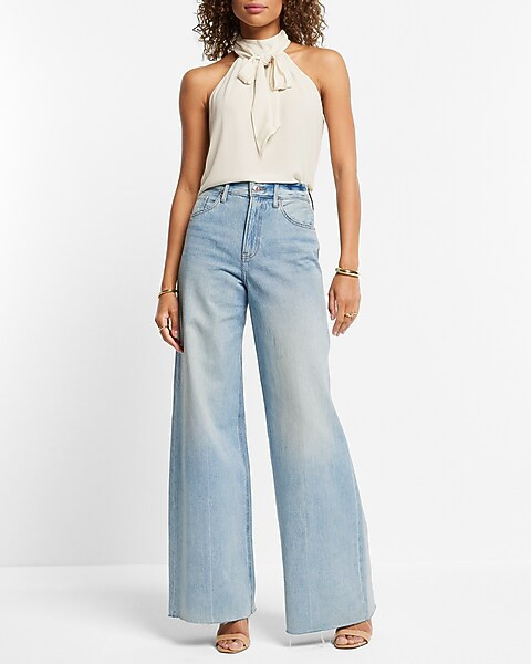 Tie Neck Halter Sleeveless Top | Express