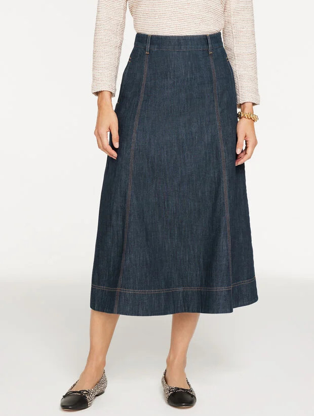 Denim Fit & Flare Skirt - Sausalito Wash | Talbots