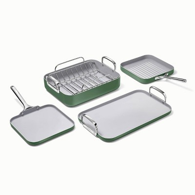 Caraway Home 7pc Square Cookware Set Sage | Target