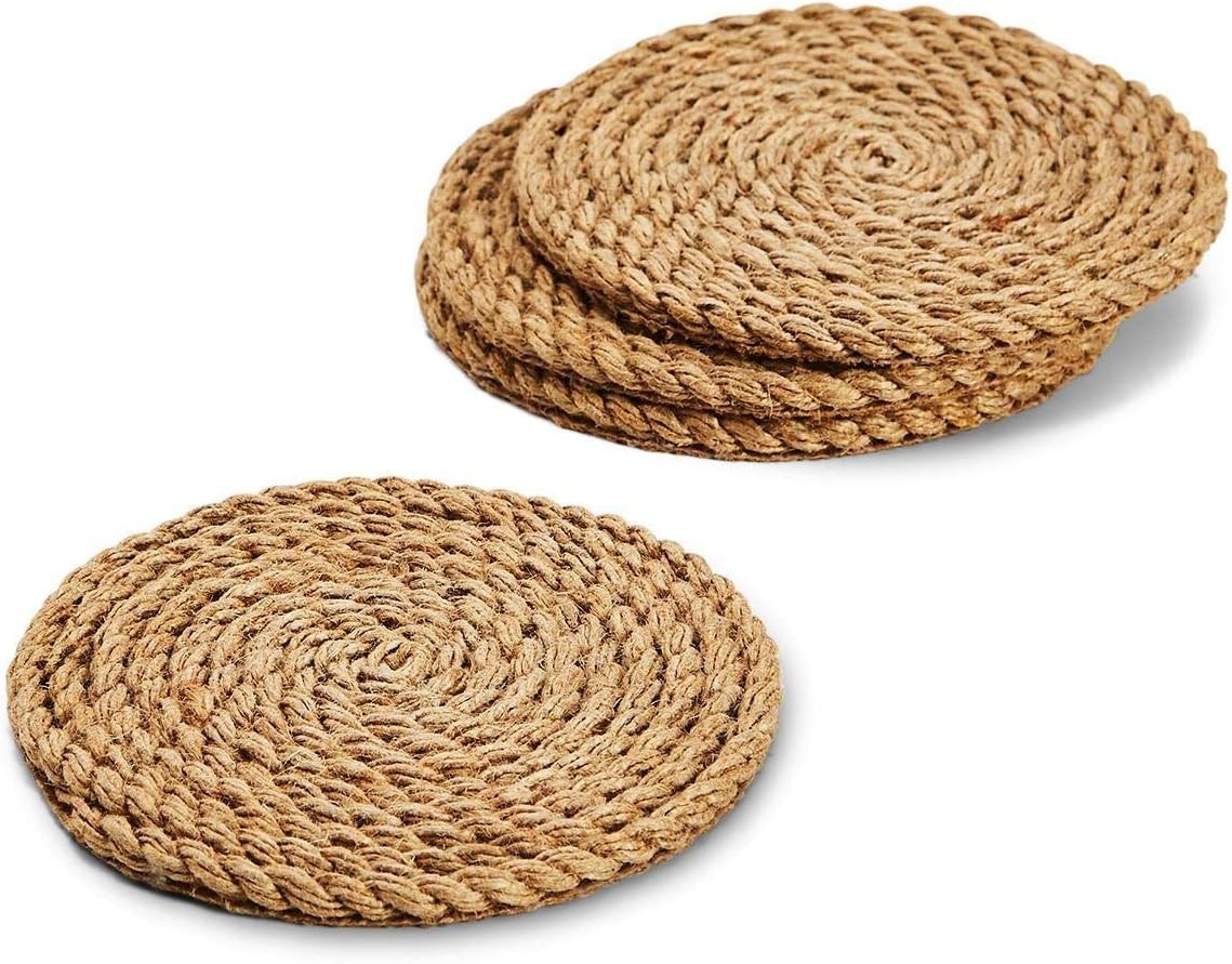 Two's Company 53041 Full Circle Jute Rope Coasters, Set of 4, 4.25-inch Diameter | Amazon (US)