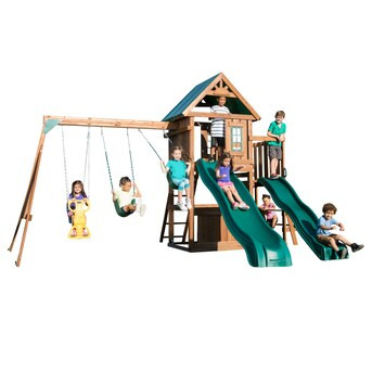 Swing-N-Slide Willows Peak Deluxe Wood Swing Set | Lowe's
